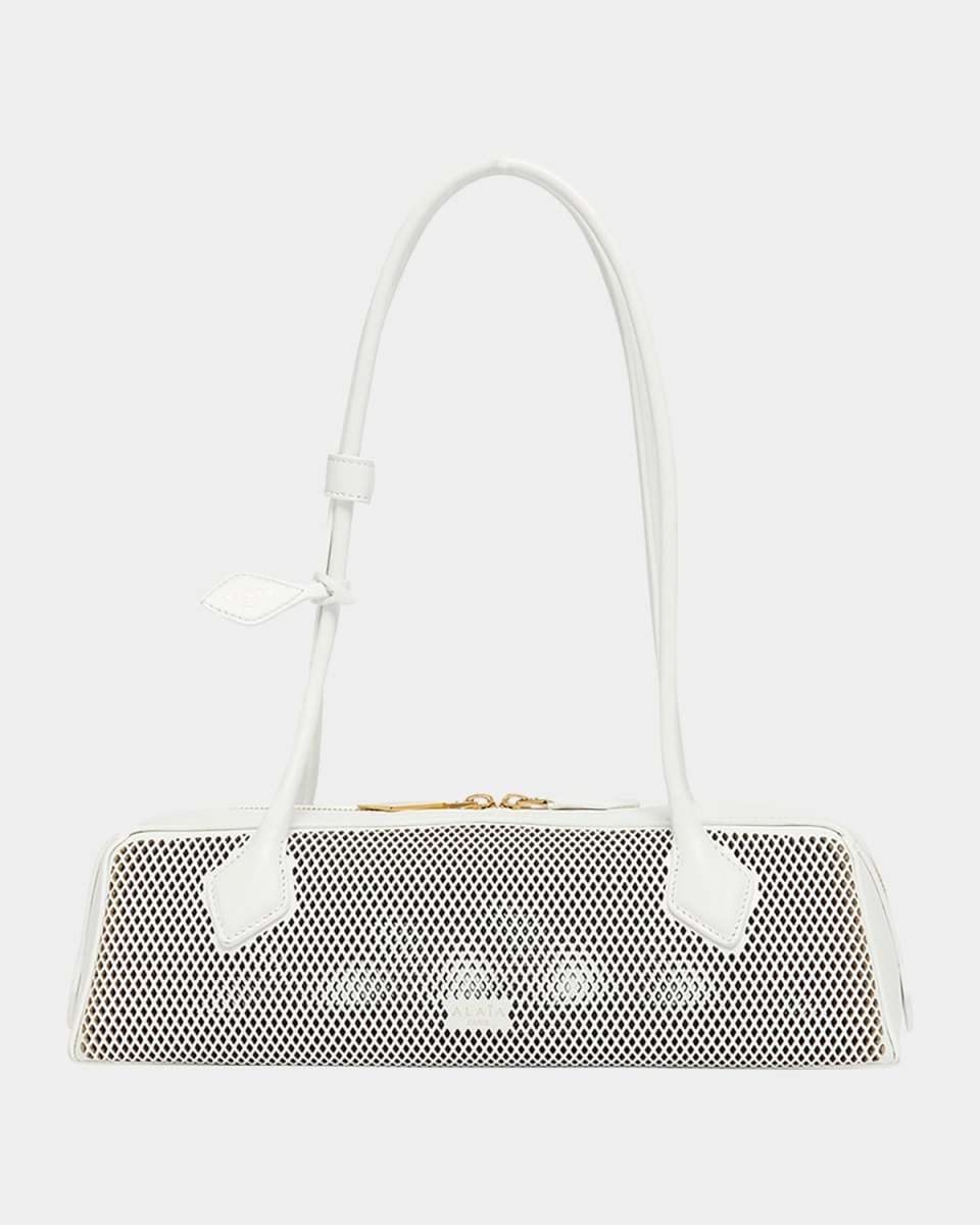 Le Teckel Medium Shoulder Bag in Fishnet Leather